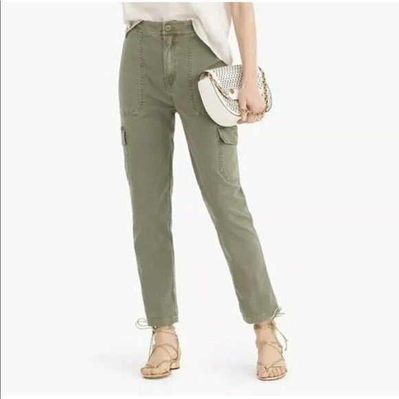 J. Crew Women’s Straight Leg Cargo Pant Olive Green Size 28 - Picture 1 of 8